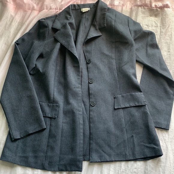 Vintage Rosebuds Charcoal Grey Pantsuit Size Large - Picture 2 of 9